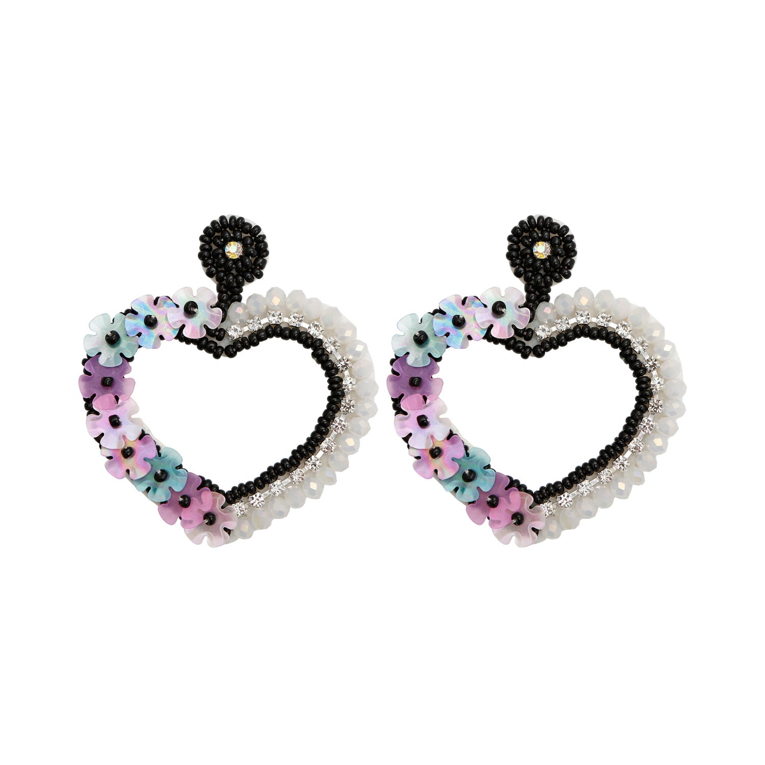Wholesale Bohemian Exaggerated Retro Heart-shaped Ethnic Rice Beads Earrings Handmade Tassel Love Mother's Day Earrings